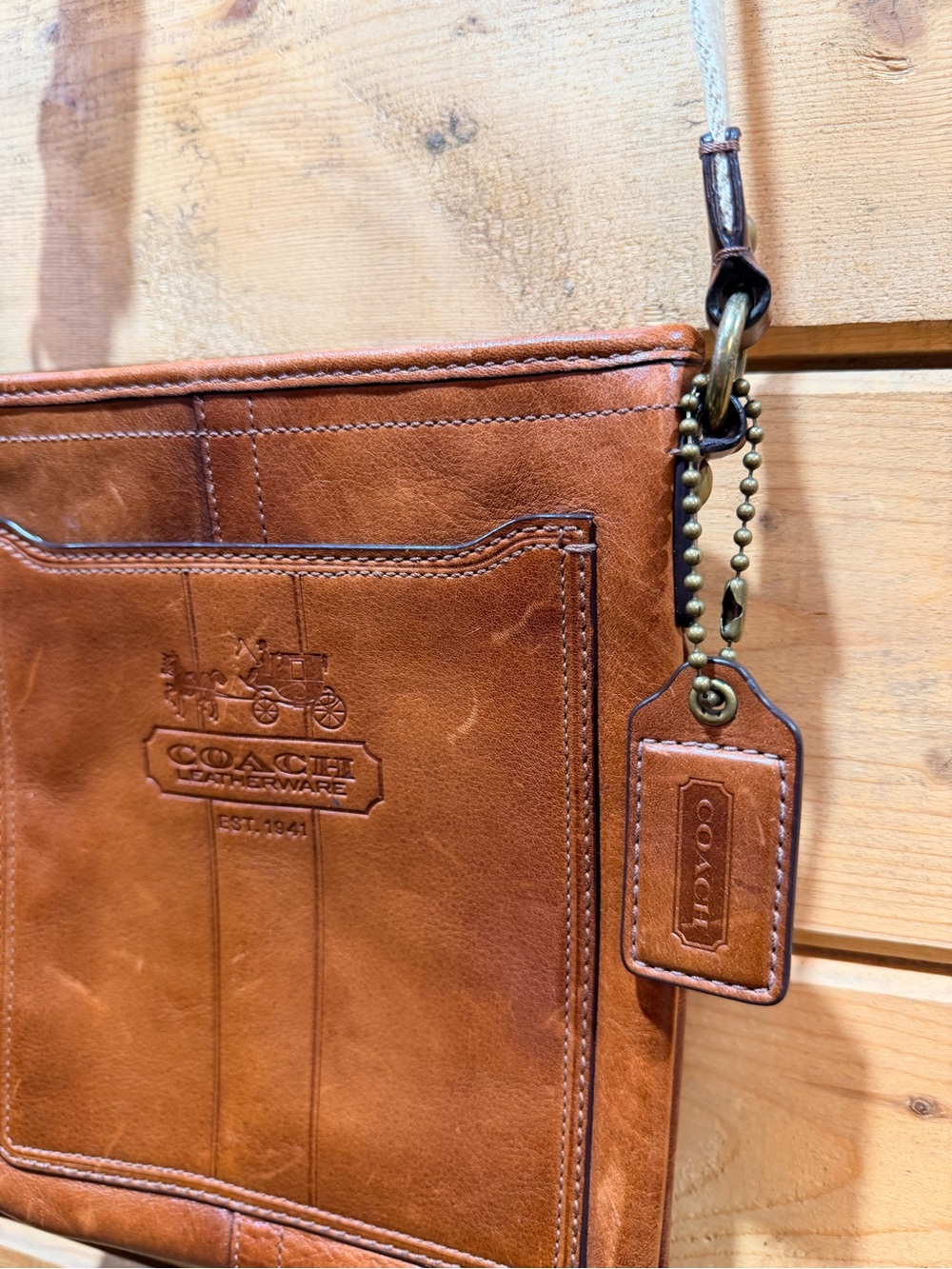 Coach 41004 Burnished Glove Tanned Leather Crossbody Bag Purse Cognac - Picture 7 of 15
